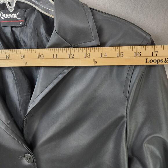 Queen Paris Women's Black Double Breasted Outerware - Nylon/Acrylic - Size 2 - Picture 4 of 10